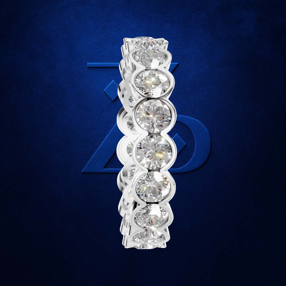 Bezel Set Round Cut Lab Created Diamond Eternity Band