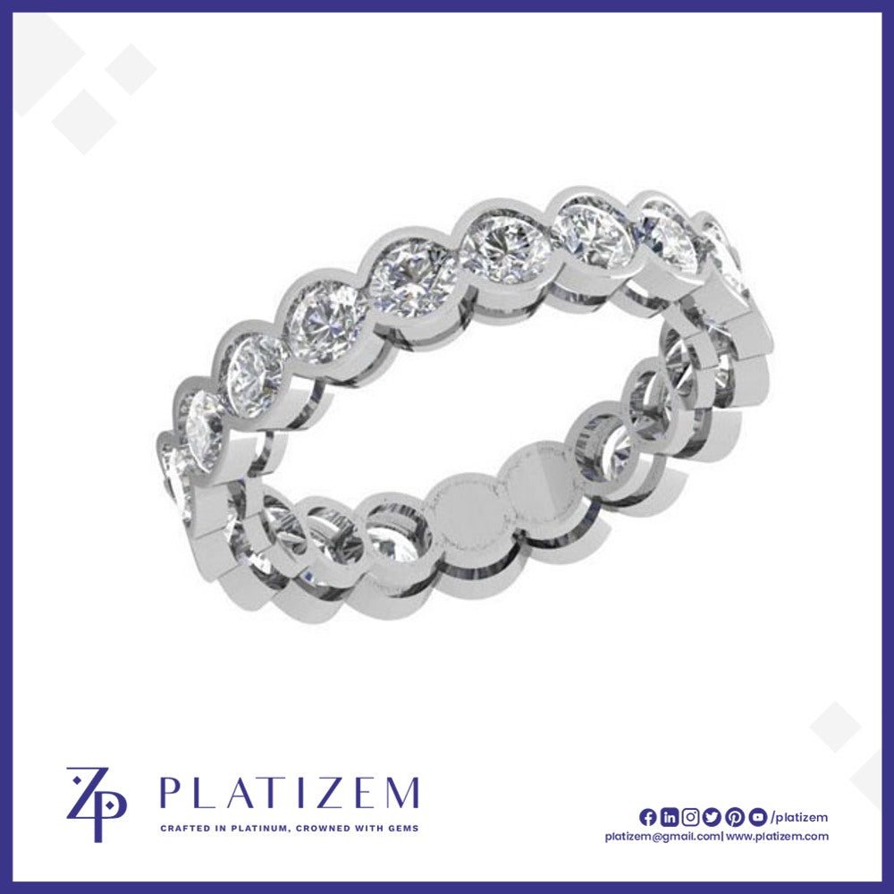 3 Carat Round Diamond Full Bezel Eternity Band for Women