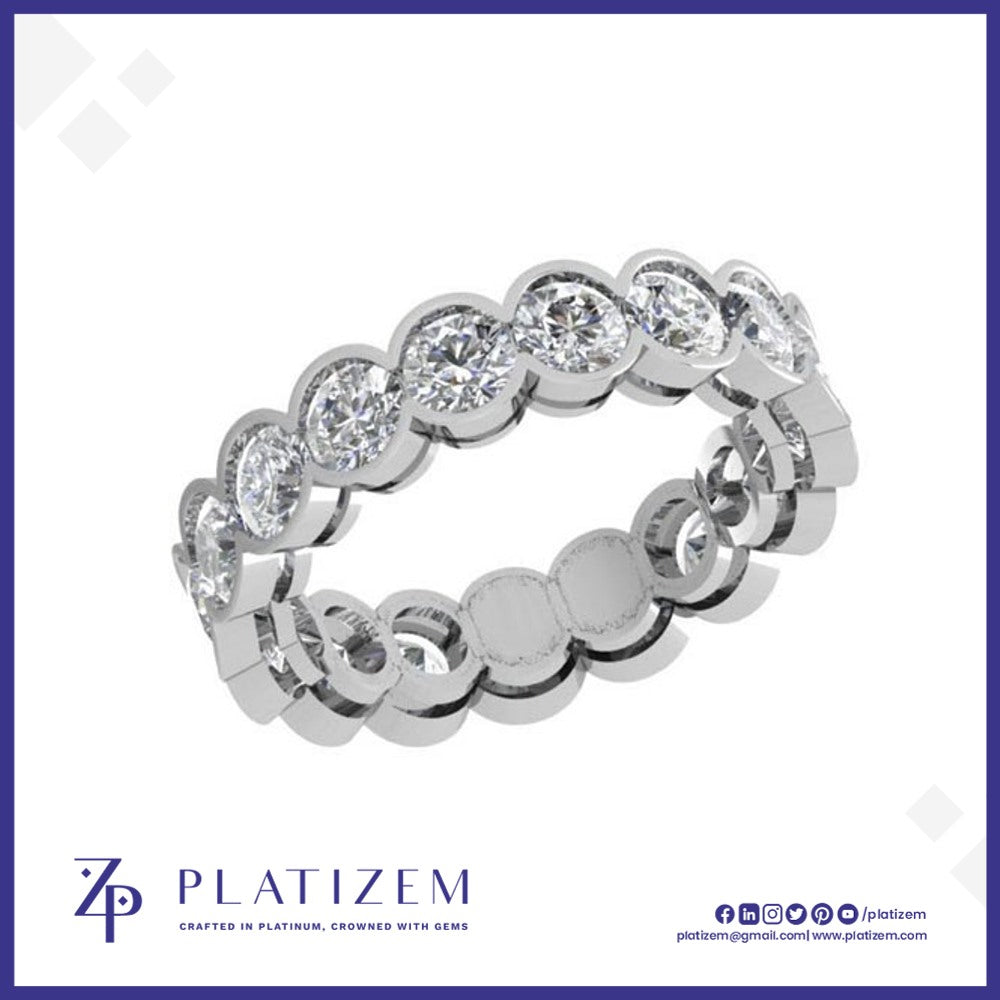 3.5 Carat Round Diamond Bezel Set Eternity Band for Women
