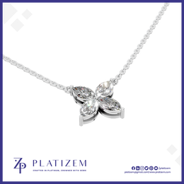 Marquise Diamond Flower Pendant Necklace for Women with Chain