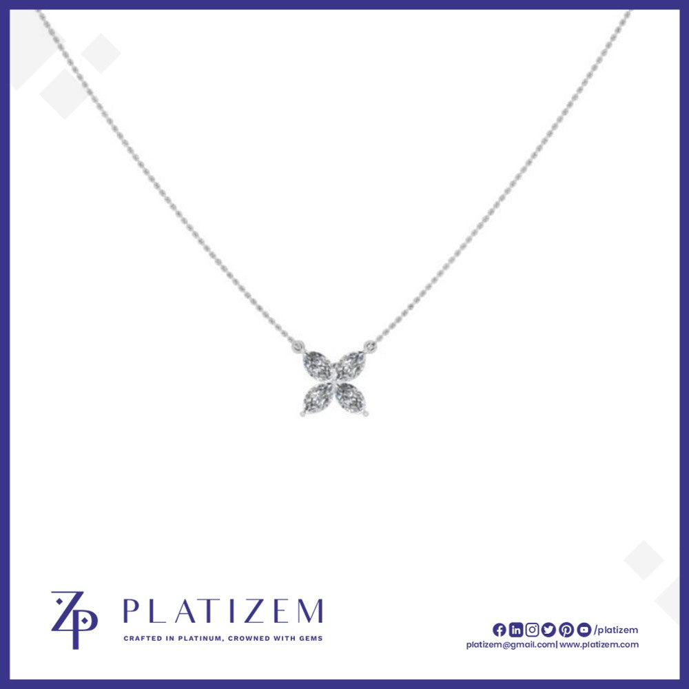1 Carat Marquise Diamond Bow Pendant Necklace for Women