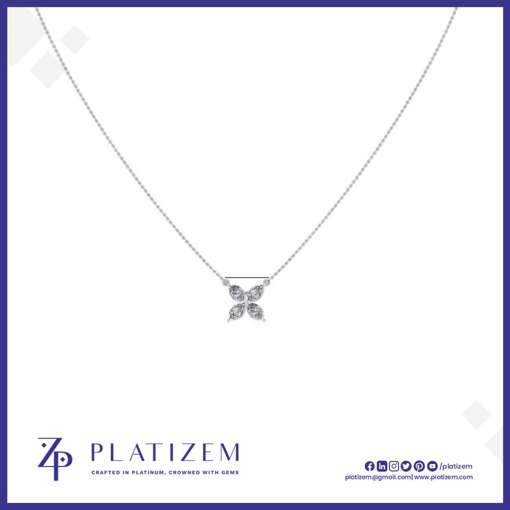 1 Carat Marquise Diamond Flower Pendant Necklace for Women