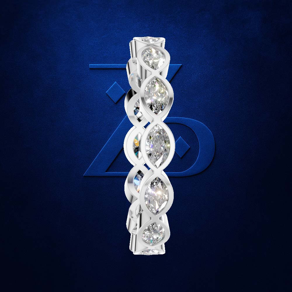 1 Carat Marquise Diamond Bezel Classic Eternity Band for Women