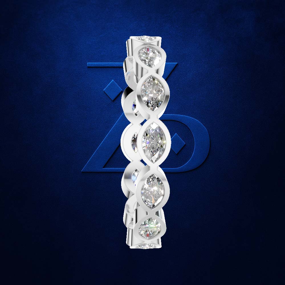 1 Carat Marquise Diamond Bezel Vertical Eternity Band for Women