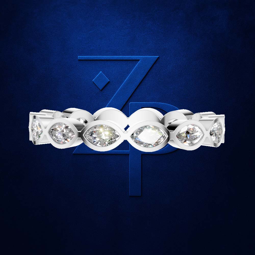 1 Carat Marquise Diamond Bezel Vertical Eternity Band for Women