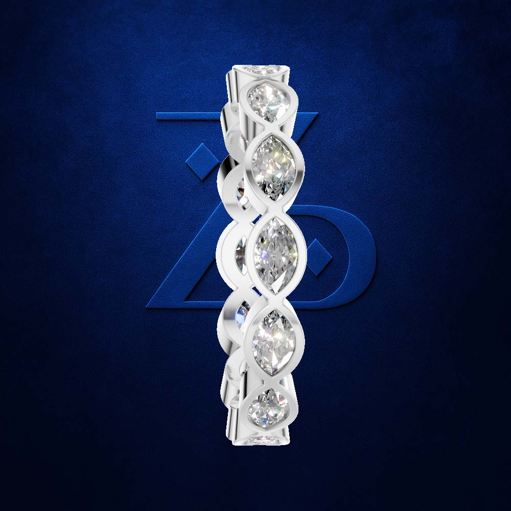 1 Carat Marquise Diamond Bezel East West Eternity Band for Women