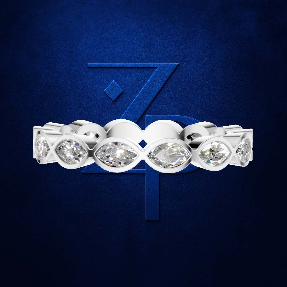 1 Carat Marquise Diamond Bezel East West Eternity Band for Women