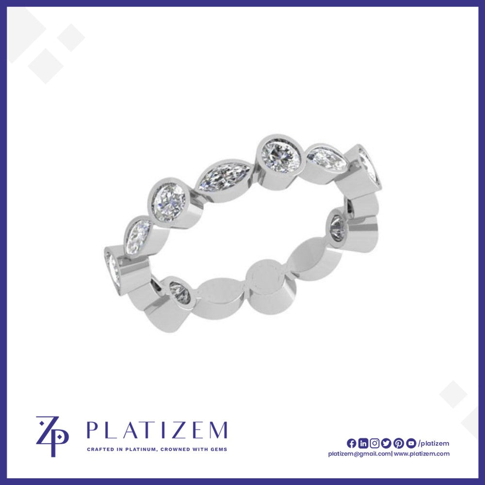 Round and Marquise Bezel Eternity Ring for Women