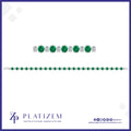 Round Diamond and Emerald Bezel Tennis Bracelet for Women