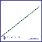Emerald and Diamond Prong Set Tennis Bracelet for Women