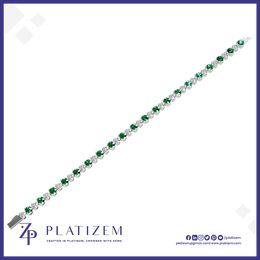 Emerald and Diamond Prong Set Tennis Bracelet for Women