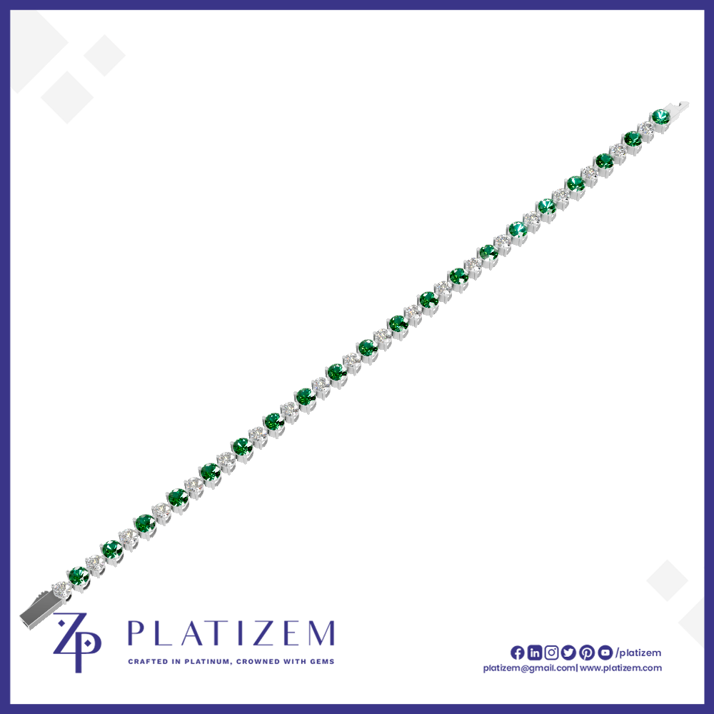 Emerald and Diamond Prong Set Tennis Bracelet for Women