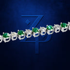 Emerald and Diamond Prong Set Tennis Bracelet for Women