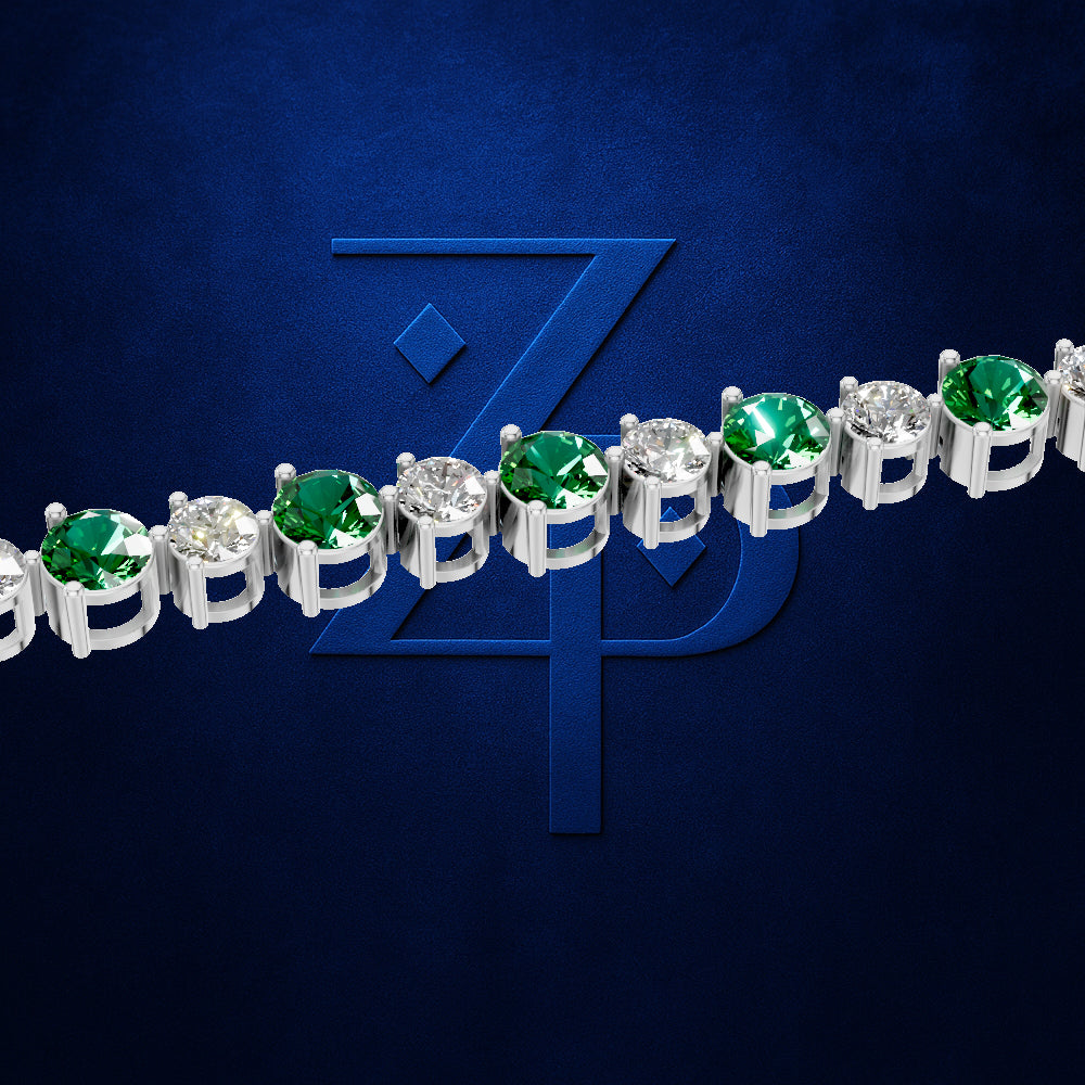 Emerald and Diamond Prong Set Tennis Bracelet for Women