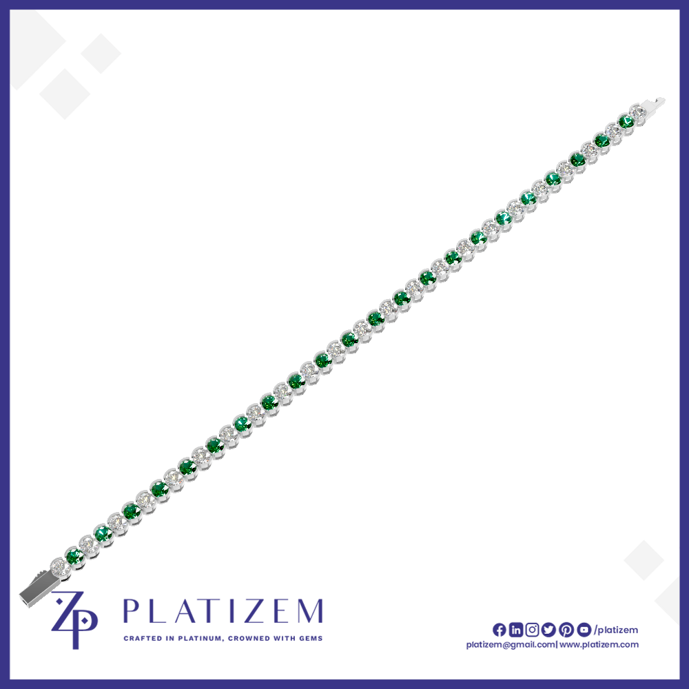 Alternating Emerald Diamond Tennis Bracelet for Women