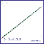 Alternating Emerald Diamond Tennis Bracelet for Women