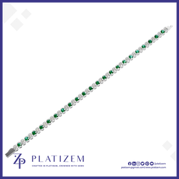 Alternating Emerald Diamond Tennis Bracelet for Women