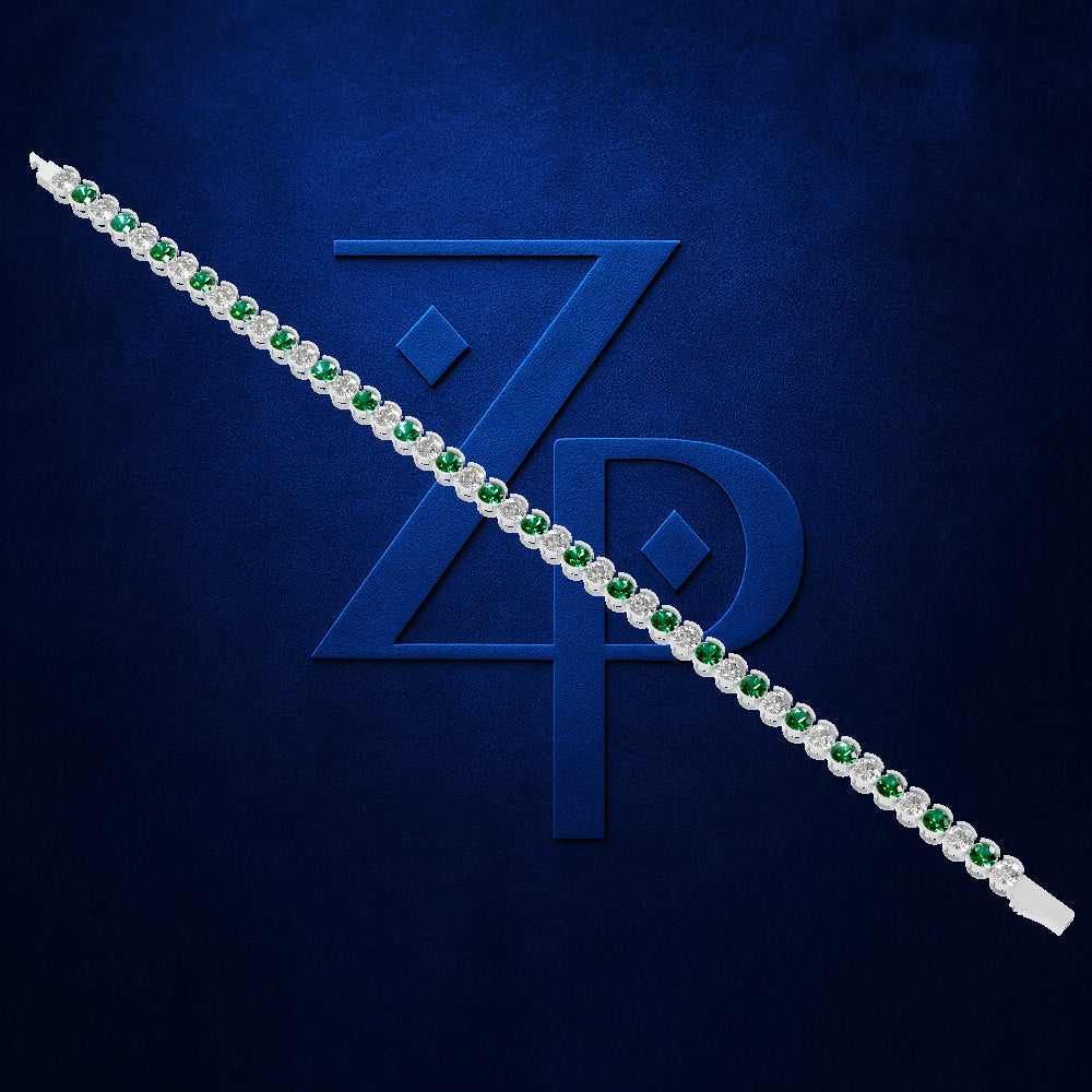 Alternating Emerald Diamond Tennis Bracelet for Women