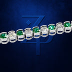 Alternating Emerald Diamond Tennis Bracelet for Women