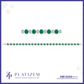 Round Diamond and Emerald Alternating Tennis Bracelet for Women