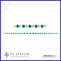 Graduated Round Diamond and Emerald Tennis Bracelet for Women