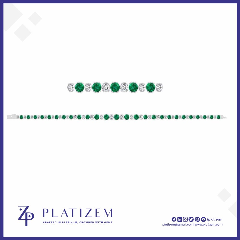 Round Diamond and Emerald Tennis Bracelet for Women