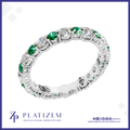 Lab Made Diamonds and Emerald Gemstones Eternity Band Ring for Women