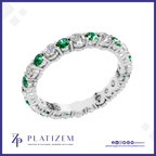 Lab Made Diamonds and Emerald Gemstones Eternity Band Ring for Women
