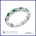 Lab Grown Diamond Full Eternity Band with Emerald Gemstones Fine Jewelry