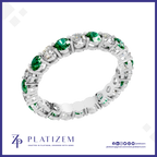 Lab Grown Diamond Full Eternity Band with Emerald Gemstones Fine Jewelry