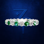 Lab Grown Diamond Full Eternity Band with Emerald Gemstones Fine Jewelry