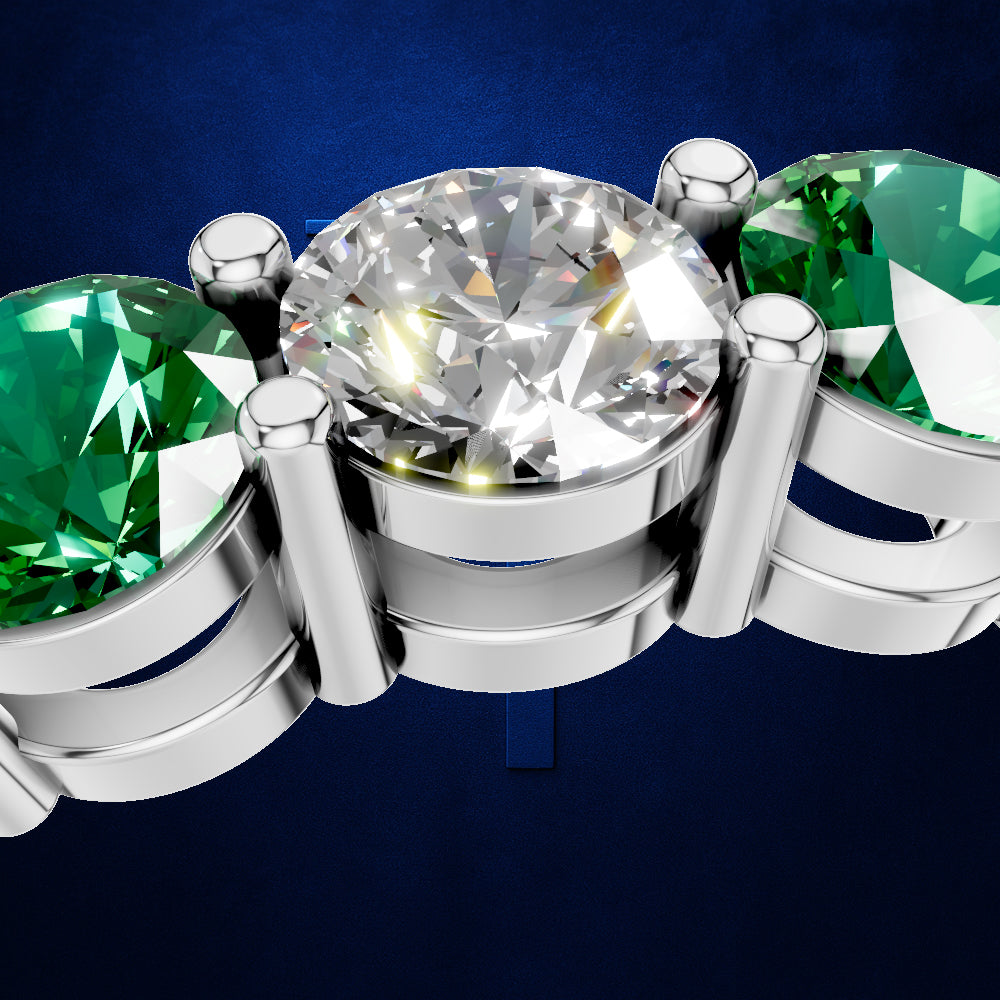 Lab Grown Diamond Full Eternity Band with Emerald Gemstones Fine Jewelry