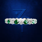 Platinum Emerald and Diamond Eternity Band Ring Wedding Anniversary Jewelry