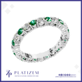 Emerald and Lab Grown Diamond Eternity Wedding Band for Women