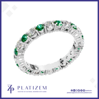 Emerald and Lab Grown Diamond Eternity Wedding Band for Women