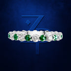 Emerald and Lab Grown Diamond Eternity Wedding Band for Women