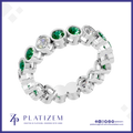 Emerald and Lab Grown Diamond Full Eternity Wedding Band