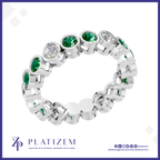 Emerald and Lab Grown Diamond Full Eternity Wedding Band