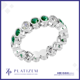 Emerald and Lab Grown Diamond Full Eternity Wedding Band