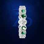 Emerald and Lab Grown Diamond Full Eternity Wedding Band