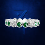 Emerald and Lab Grown Diamond Full Eternity Wedding Band