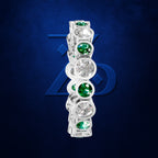Bezel Set Lab Grown Diamonds and Emerald Wedding Band