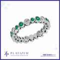Graduated Emerald and Lab Grown Diamond Wedding Band
