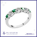 7 Stone Emerald and Diamond Ring Anniversary Wedding Band Fine Jewelry