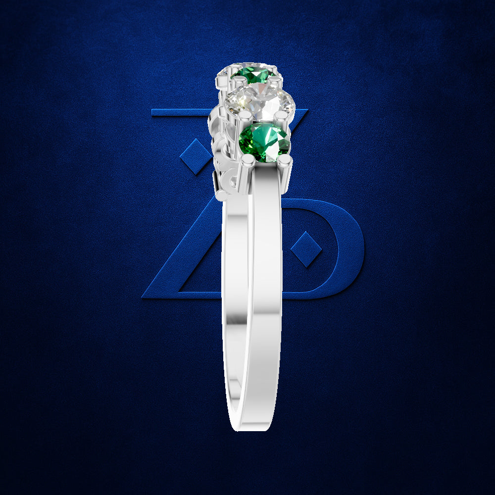 7 Stone Emerald and Diamond Ring Anniversary Wedding Band Fine Jewelry