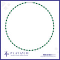 2.5 Carat Alternating Size Diamond and Emerald Tennis Necklace for Women