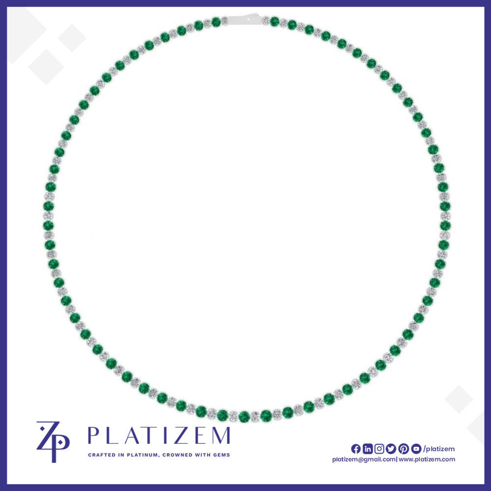 2.5 Carat Graduated Diamond and Emerald Tennis Necklace for Women