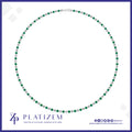 2 Carat Prong Set Diamond and Emerald Tennis Necklace for Women