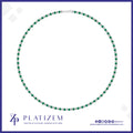 2.5 Carat Alternating Diamond and Emerald Tennis Necklace for Women