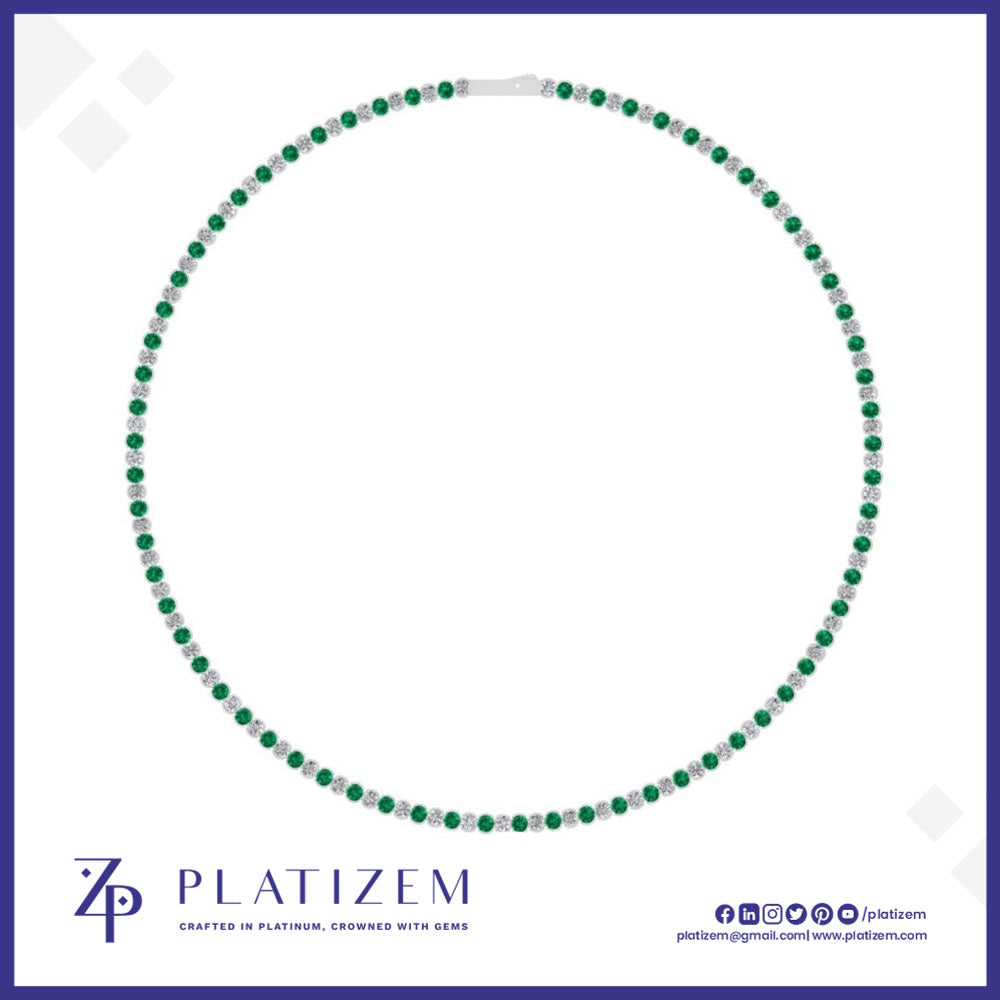 2.5 Carat Alternating Diamond and Emerald Tennis Necklace for Women